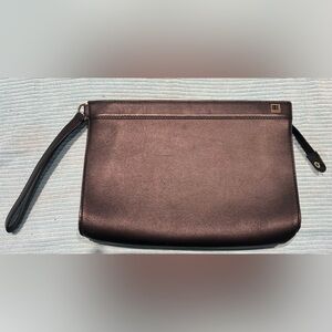 Dunhill Black Leather Wristlet Clutch